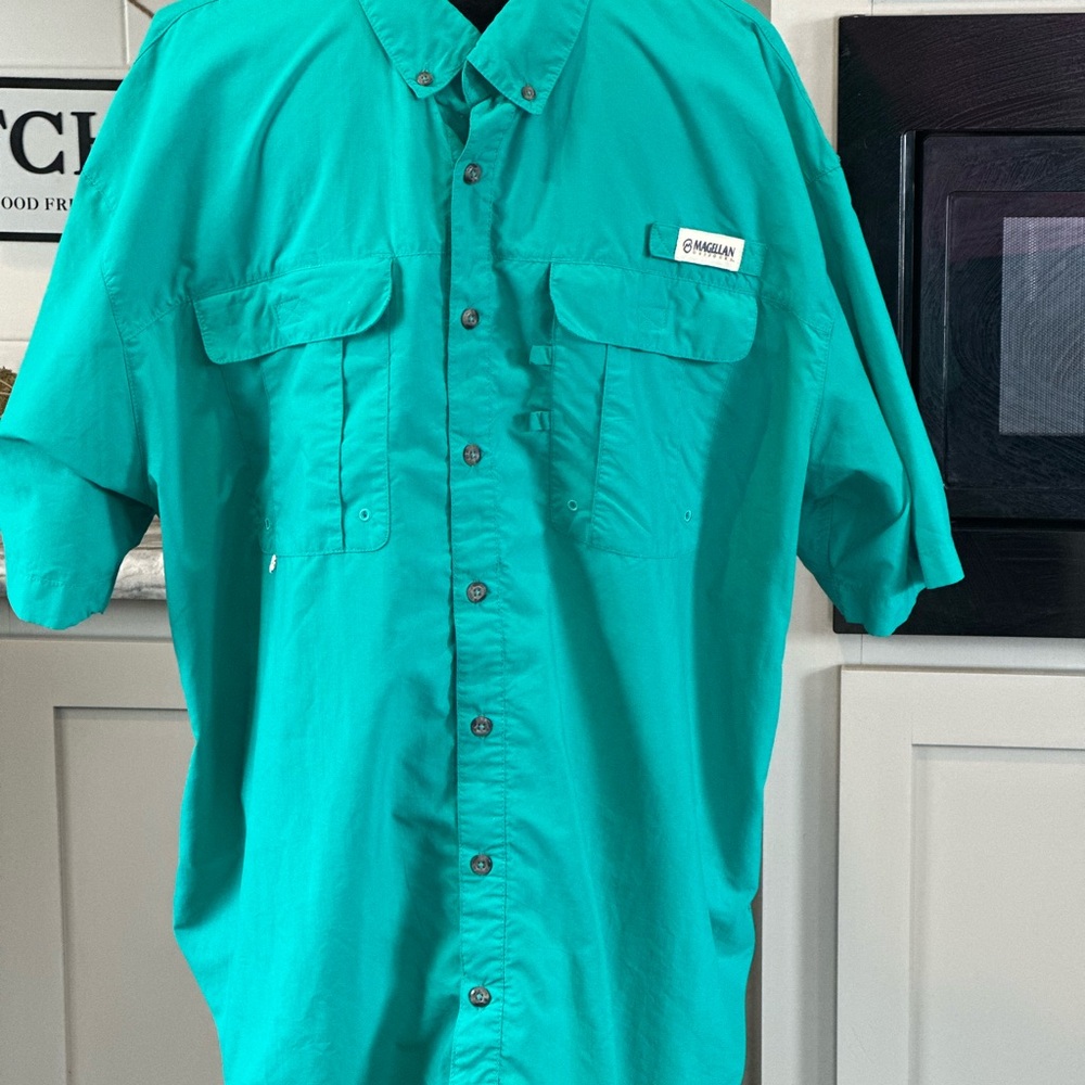 Magellan Outdoors Men's Teal Button Down Shirt